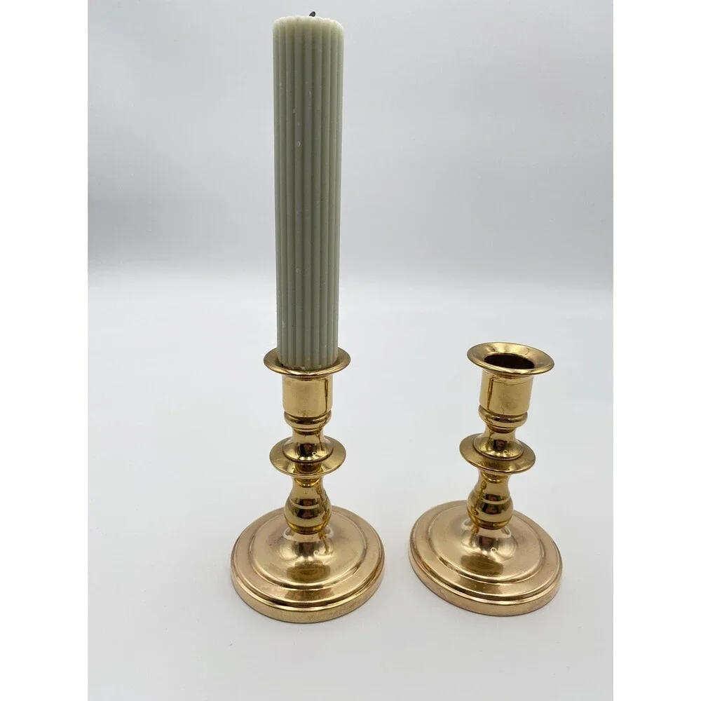 Baldwin Solid Brass Candlestick Holders Set of 2, Vintage, 4.75 Inch